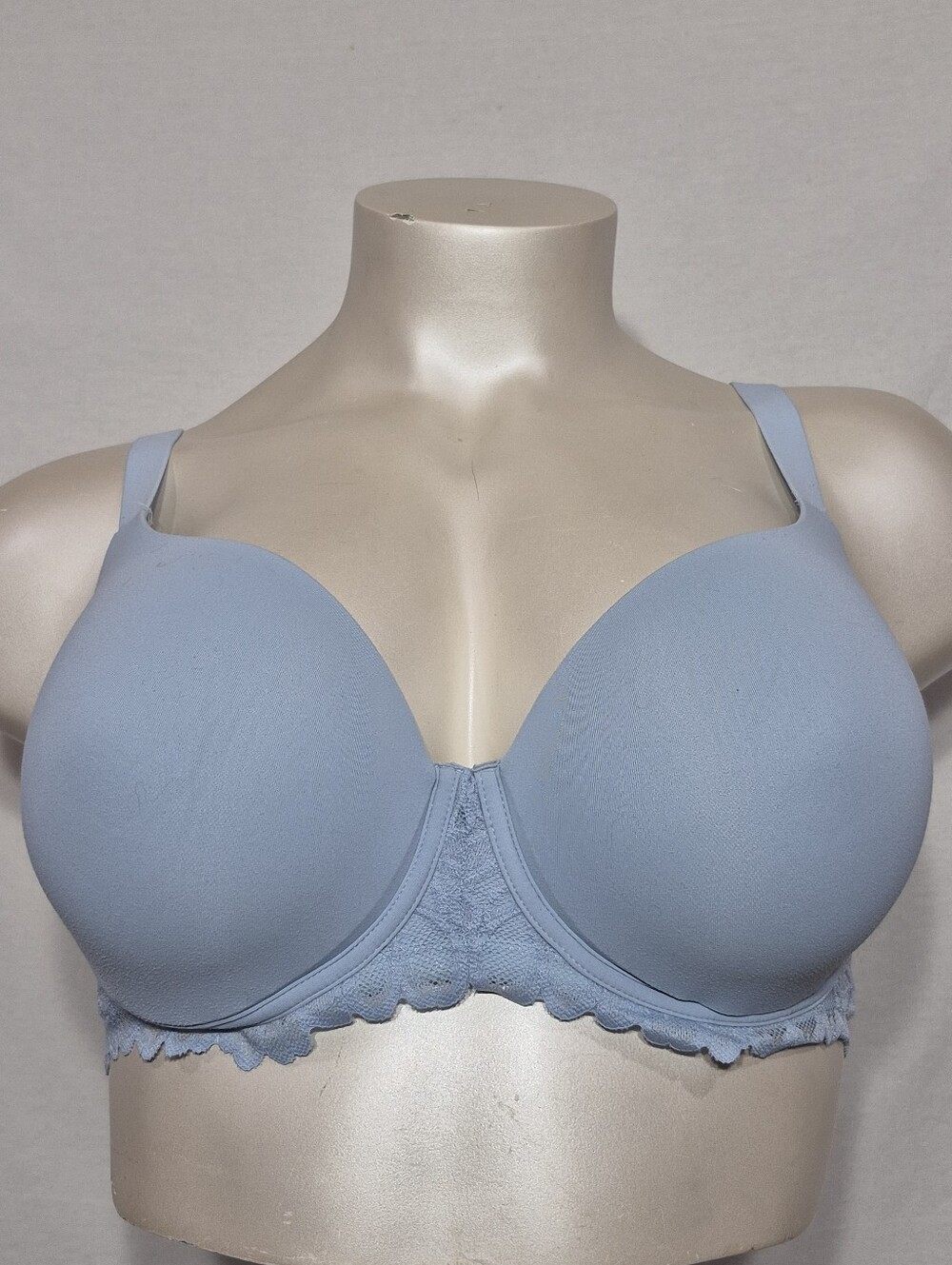 40DD No Boundaries Lightly Lined‎ Lace Trim Underwire T-Shirt Bra Blue